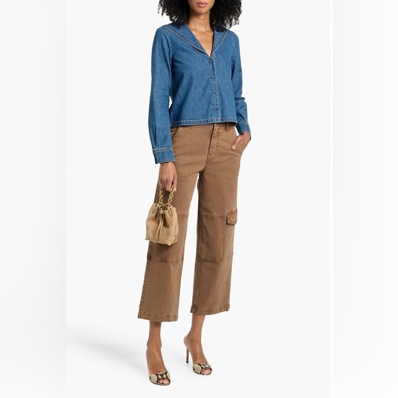 Frame Denim Denim - Frame Cropped Twill Light Brown Cargo Pants Size 29 - $348